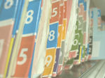 shelf of indexed patient records